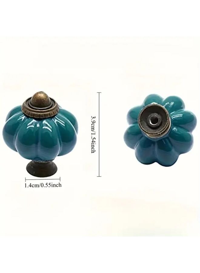 Vintage Peacock Blue Glass Drawer Knobs 8pcs Cup Style Single Hole Pulls Cabinet Hardware - Image 3